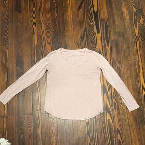 Aerie Real Soft V-Neck Long Sleeve Top - nude